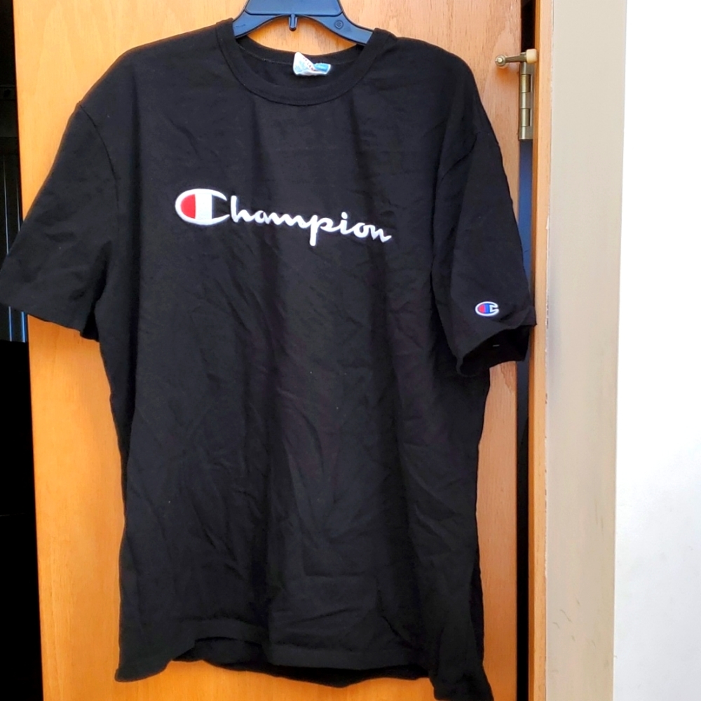 Men's Champion® Embroidered Script Logo Tee Black 2XL